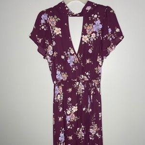 Flowing floral romper with full-length skirt